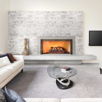 Bianco Venatino Splitface Mosaic - Fireplace