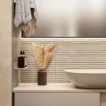 MILE stone Earthen Alabaster 12x24 Flute 2x2 Mosaic Matte Backsplash
