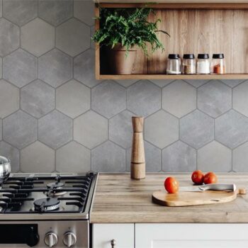 White Hex Brickyard Backsplash Install